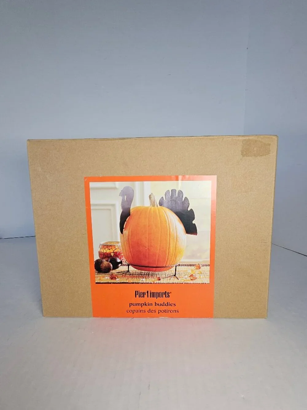 Pier One Imports Pumpkin Thanksgiving Turkey Metal Head Tail And Stand Set